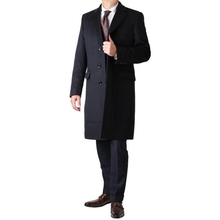 ゼニアの最高級カシミヤ100% ダブルのチェスターコート 黒