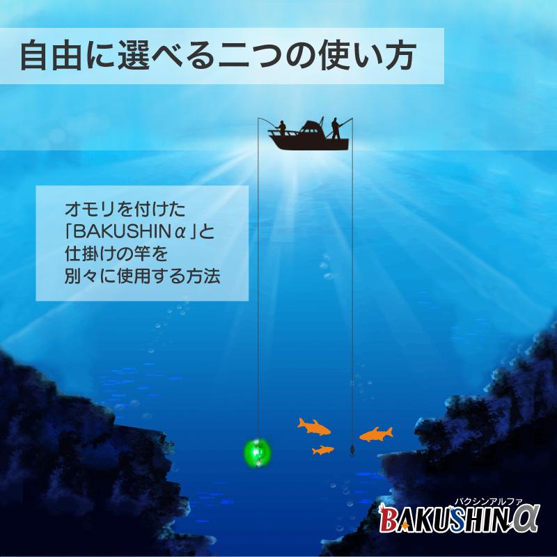 BAKUSHIN 強力 電池式 集魚灯 爆深 レッド 赤 イカ釣り 高輝度 集魚