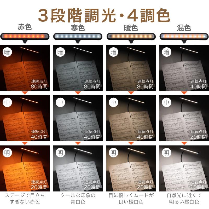 譜面灯 充電式 譜面台 ライト コードレス 譜面台ライト 譜面台用ライト 3段階 調光 4調色 LED USB |  | 03