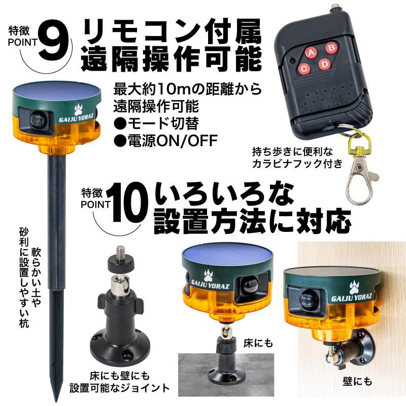 FUNKS 害獣よらーず 人感センサー アラーム 録音 ソーラー 充電