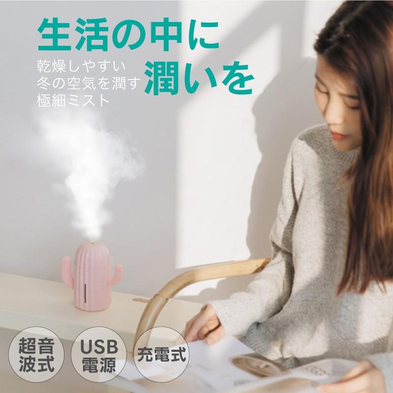 充電式 加湿器 サボテン コードレス 卓上 オフィス ポータブル 静音