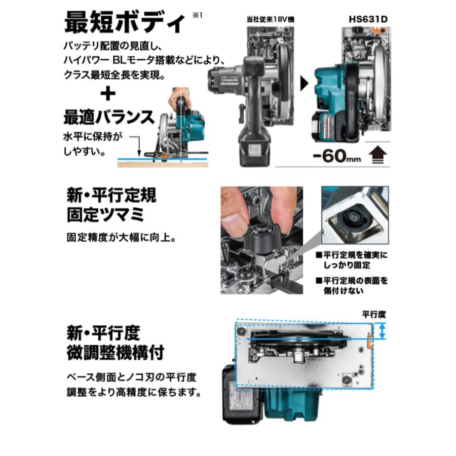 マキタ Makita 充電式マルノコ 鮫肌 HS631DGXS 18V 6.0Ah 6000mAh 青