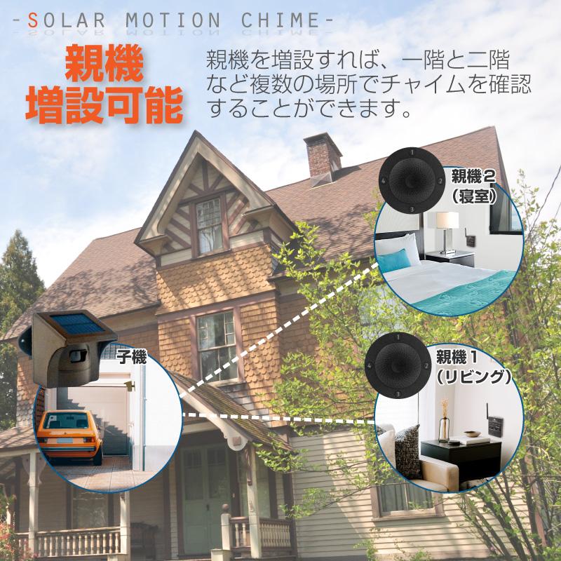 親機のみ 新型 人感センサー チャイム ソーラー ワイヤレス 屋外 店舗