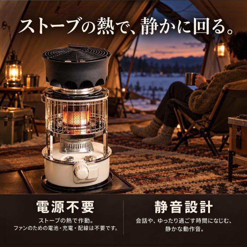FUNKS ストーブファン 下向き 電源不要 省エネ ストーブ ファン 静音