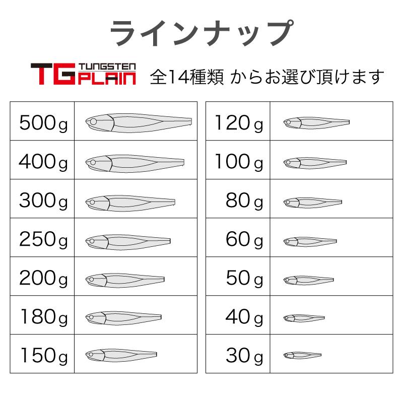 FUNKS TGプレーン 40g 5個 タングステン ジグ 未塗装 メタルジグ 無垢