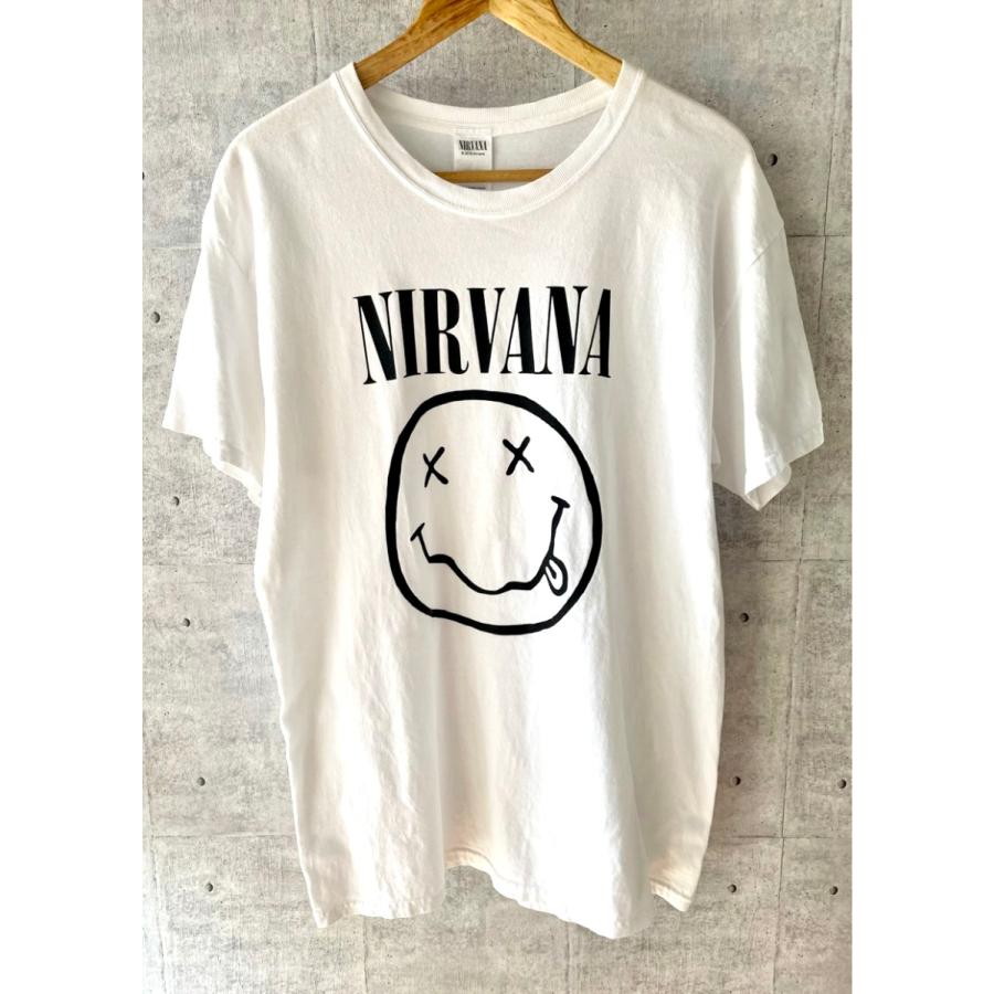NIRVANA スマイリーフェイスTee ホワイト メンズ サイズ L : FUNKY a 