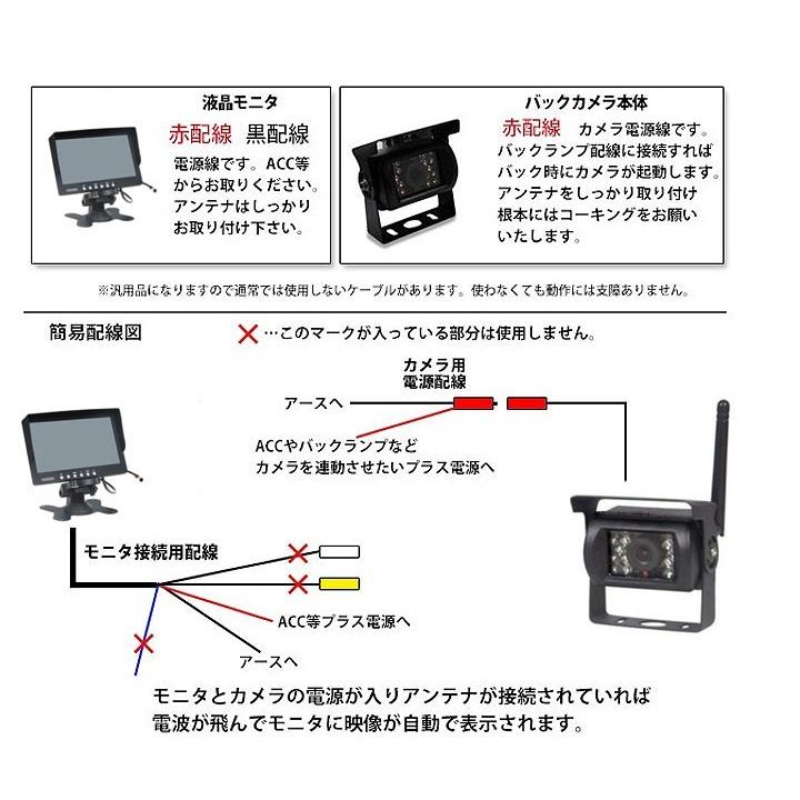 トラック・バス・重機対応 ワイヤレスバックカメラセット 12/24V 7