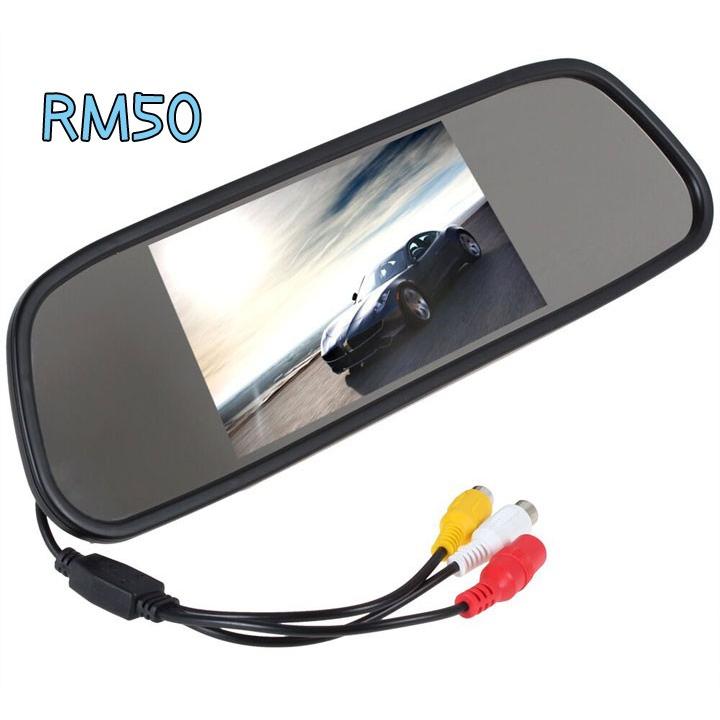 5インチルームミラー型モニター+高画質小型防水バックカメラ お買得