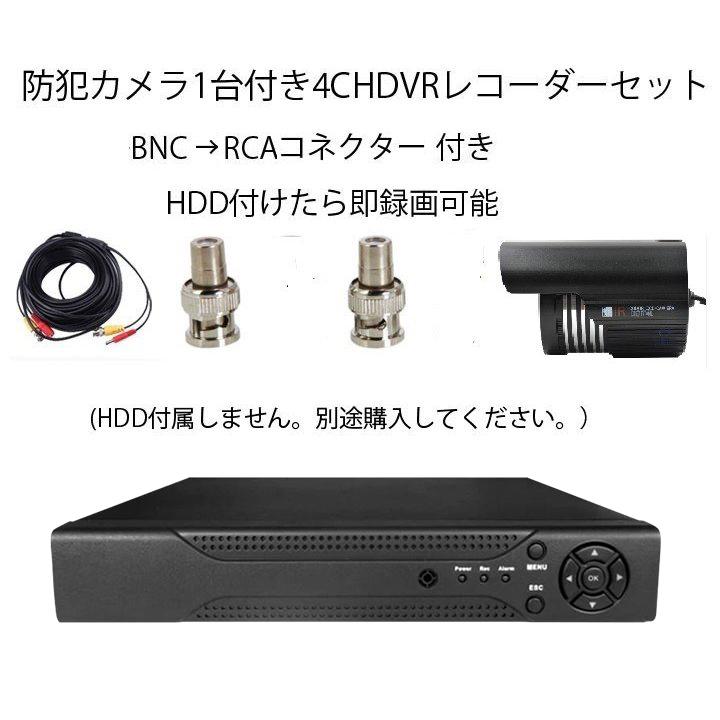 4CHデジタルレコーダー＋CCTVカメラ+20M映像ケーブル 防犯カメラセット