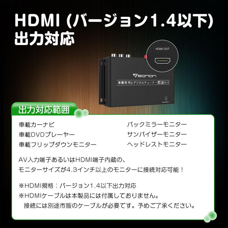EONON 地デジチューナー フルHD 高画質 HDMI フルセグ 車載