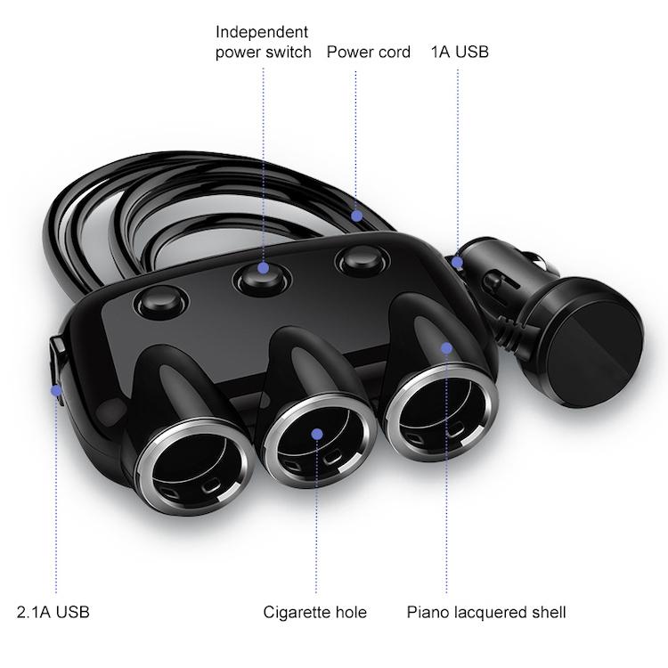 3連シガーソケット分配器 大容量1w Usb充電ポート 2 合計3 1a 急速充電対応 車載用 電圧表示 個別スイッチ付 シガー増設 12 24v電源対応 Cc2u3pnew Org ファンライフショップ 通販 Yahoo ショッピング