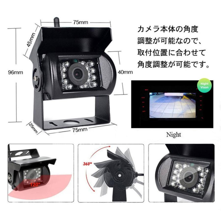 新品未使用　ワイヤレスバックカメラ2個　7インチモニターセット 7インチモニター+カメラ2個搭載ワイヤレスバックカメラセット 防水 暗