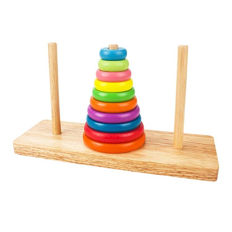 数学パズル ハノイの塔 10段 カラフルな木製パズル エイジレスで楽しめる 頭の体操 脳トレゲーム 安全な水性塗料使用 対象年齢3歳以上 HANOI10S |  | 01