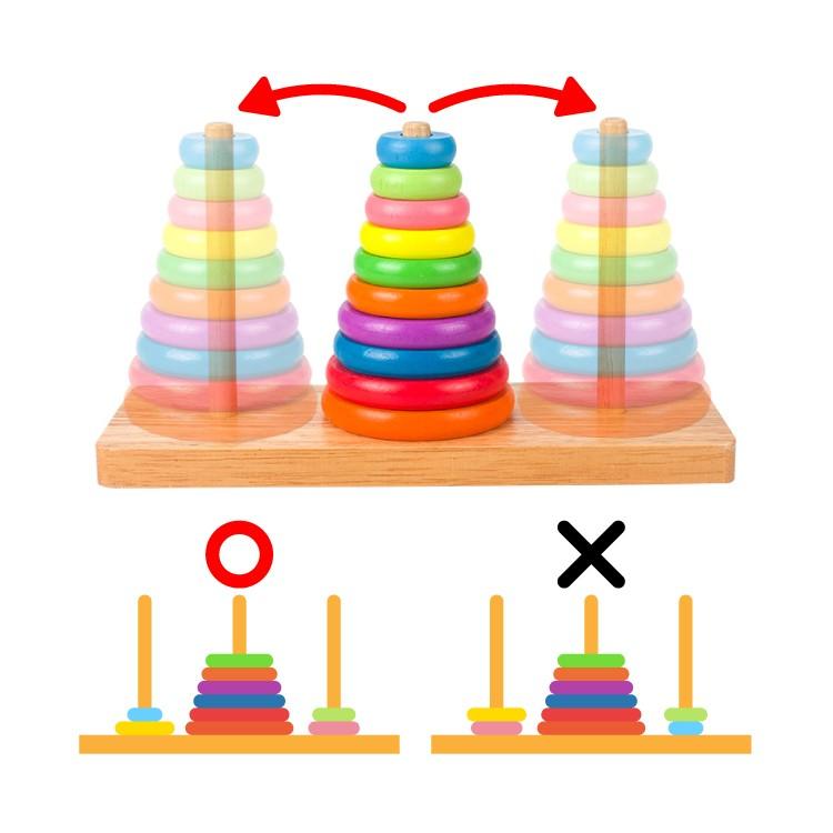 数学パズル ハノイの塔 10段 カラフルな木製パズル エイジレスで楽しめる 頭の体操 脳トレゲーム 安全な水性塗料使用 対象年齢3歳以上 HANOI10S |  | 03