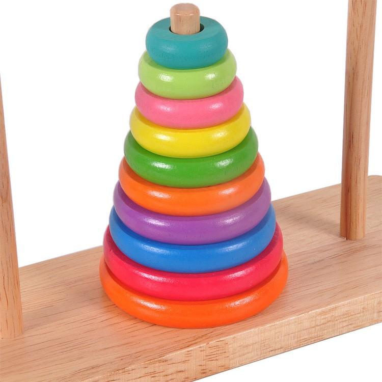 数学パズル ハノイの塔 10段 カラフルな木製パズル エイジレスで楽しめる 頭の体操 脳トレゲーム 安全な水性塗料使用 対象年齢3歳以上 HANOI10S |  | 05