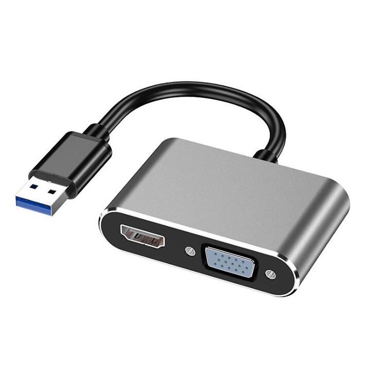 USB3.0 HDMI VGA変換アダプタ VGAとHDMI同時出力可 デュアル 