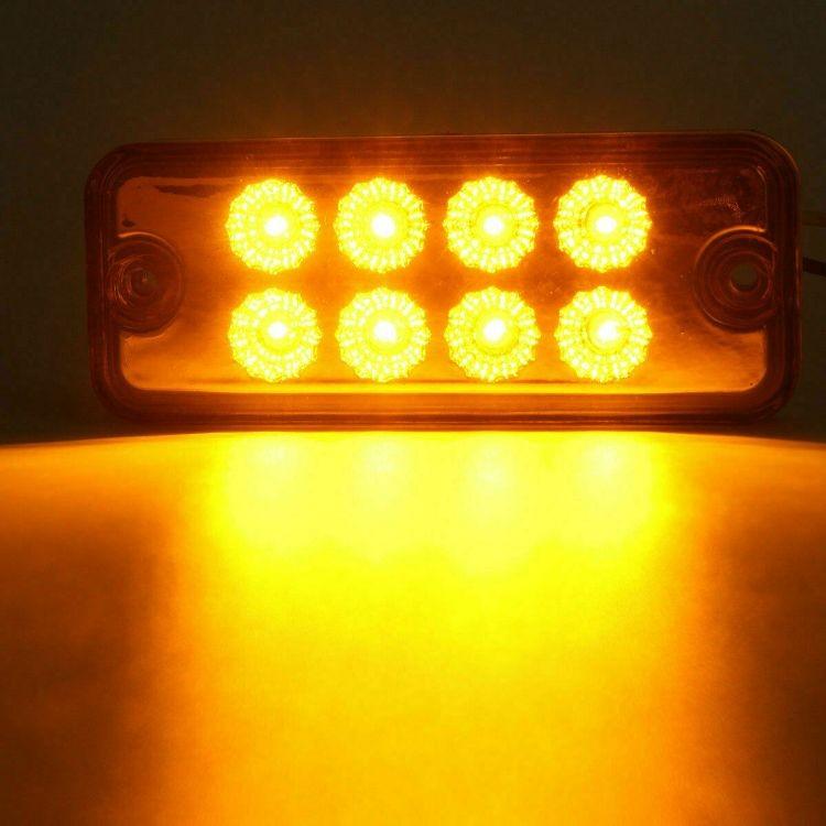 LEDサイドマーカー 2個セット イエローアンバー 高輝度LED 8灯 汎用