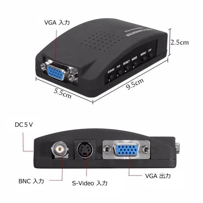 BNC/S-video TO VGAコンバータ アナログ変換器 ビデオコンバータ DVR