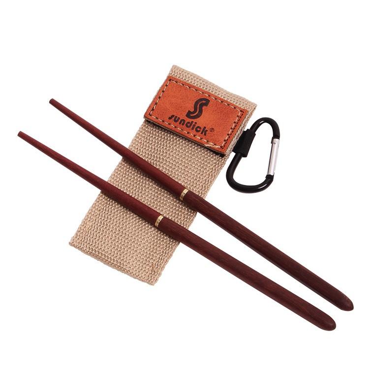 組み立て式木製箸 カラビナ付き収納袋 携帯便利 コンパクト 軽量