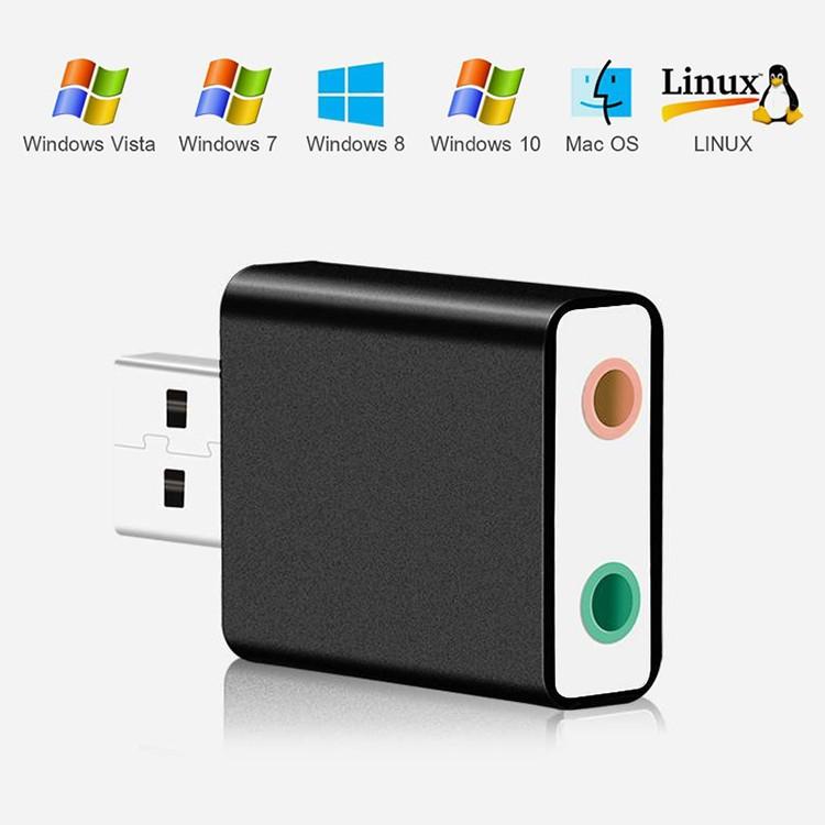 USB外付けサウンドカード USB⇔オーディオ変換アダプタ 3.5mmミニジャック ヘッドホン出力/マイク入力対応 軽量  5.1ch/3Dサラウンド対応 PFUOS15015