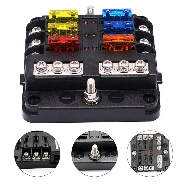 6WAY回路 ヒューズボックス ブレードヒューズ スクエア型 6分岐配線12V