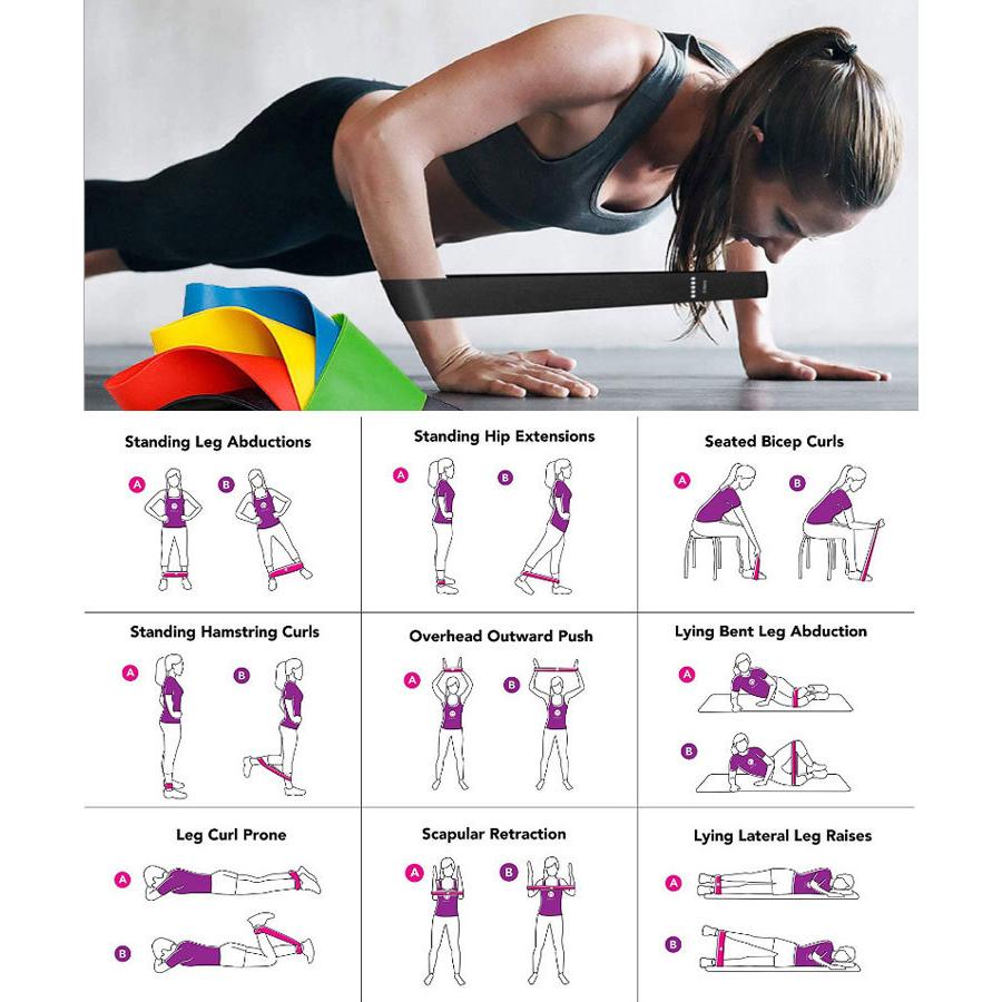 エクササイズバンド トレーニングチューブ 5本(強度別)セット