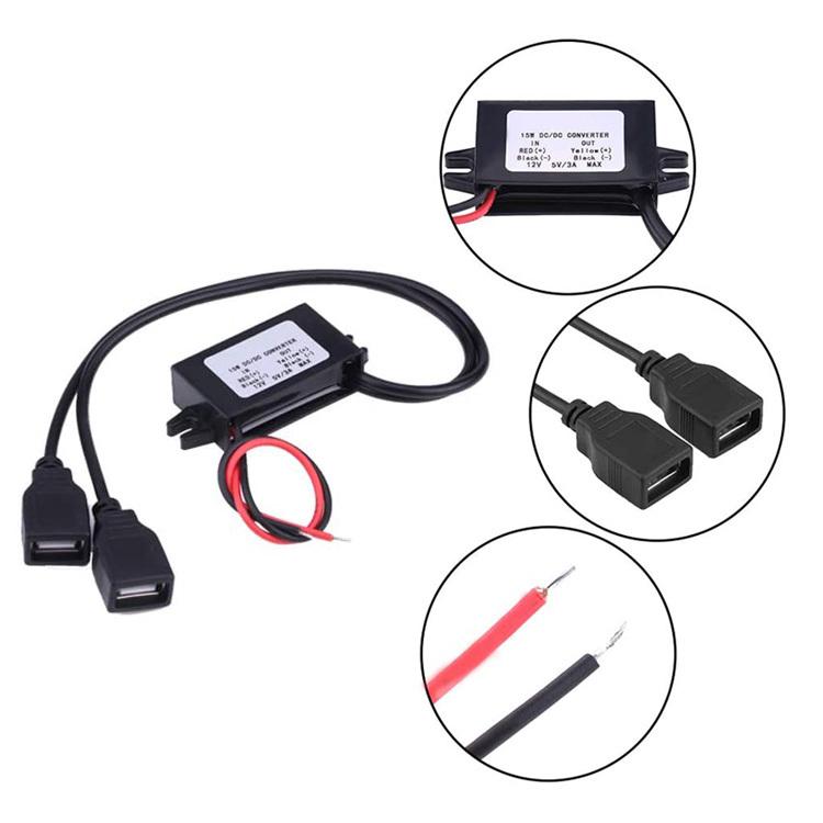 車用USB電源ポート DCDC電圧変換コンバーター モジュール DC 12Vから5V