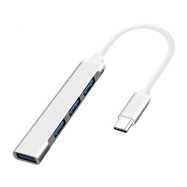 Type-C接続4ポートUSBハブ スリムデザイン6mm 高速データ転送 USB3.0 