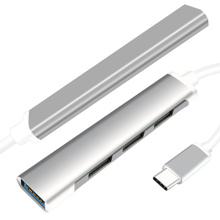 Type-C接続4ポートUSBハブ スリムデザイン6mm 高速データ転送 USB3.0