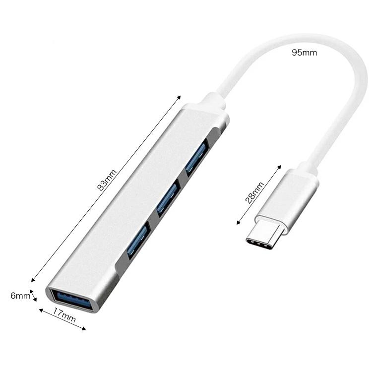 USB Type-C ハブ 4ポート スリム設計 本体 Type-C接続4ポートUSBハブ スリムデザイン6mm 高速データ転送 USB3.0