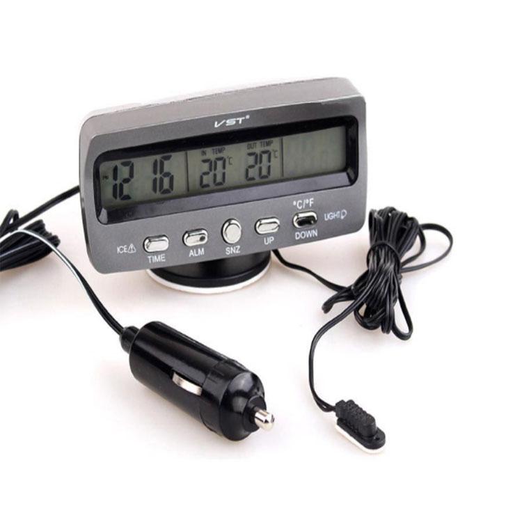 車載マルチ時計・温度計 電圧測定 角度調整可 両面テープ簡単取付