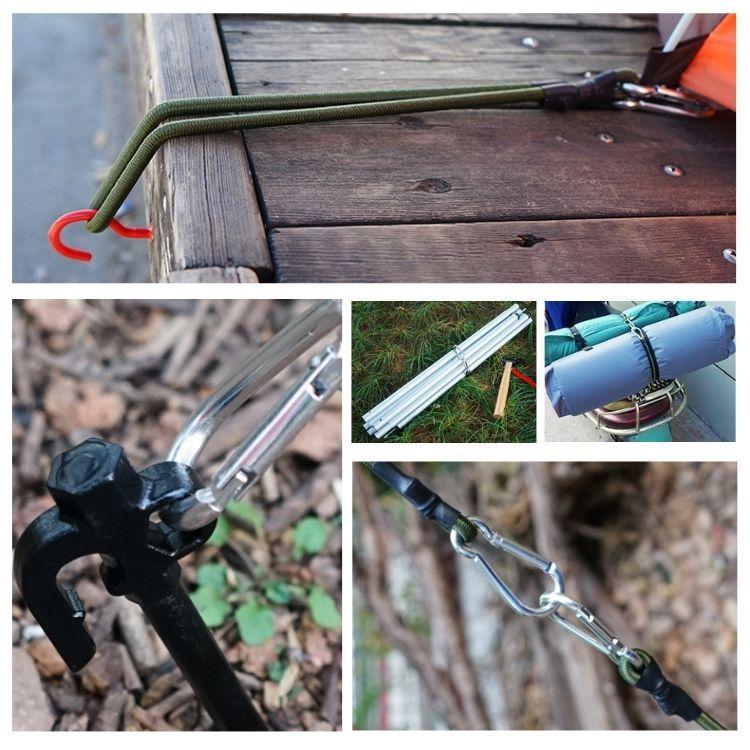 カラビナフック付きストレッチコード 約120cm 弾性ロープ 荷物固定