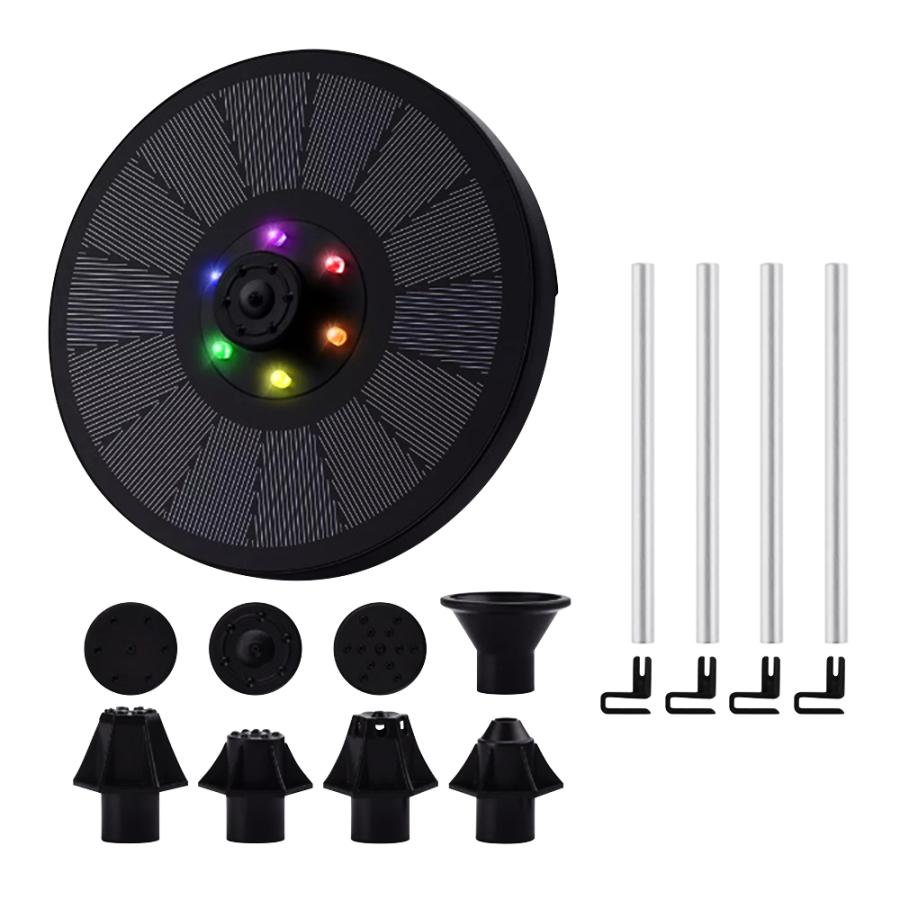 蓄電式ソーラー噴水ポンプ LEDイルミネーション付き 夜間も作動 バッテリー内蔵 フロートタイプ ノズル7種類付属 太陽光発電 園芸 魚の飼育 CSP13D1 |  | 08