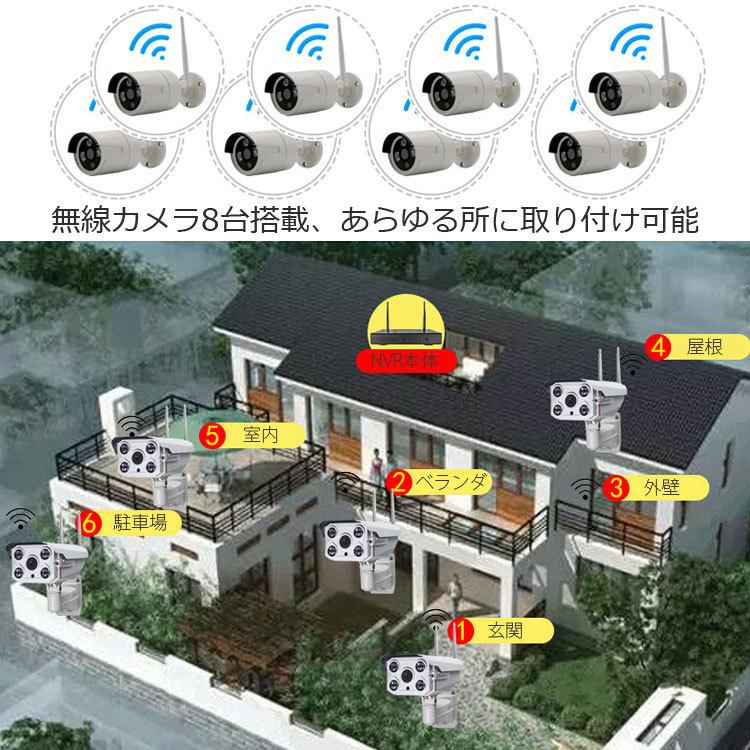 無線防犯システム ワイヤレス防犯 200万画素 wifi接続 設置簡単 工事
