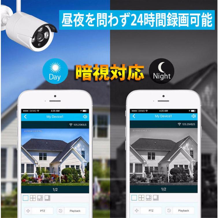 無線防犯システム ワイヤレス防犯 200万画素 wifi接続 設置簡単 工事