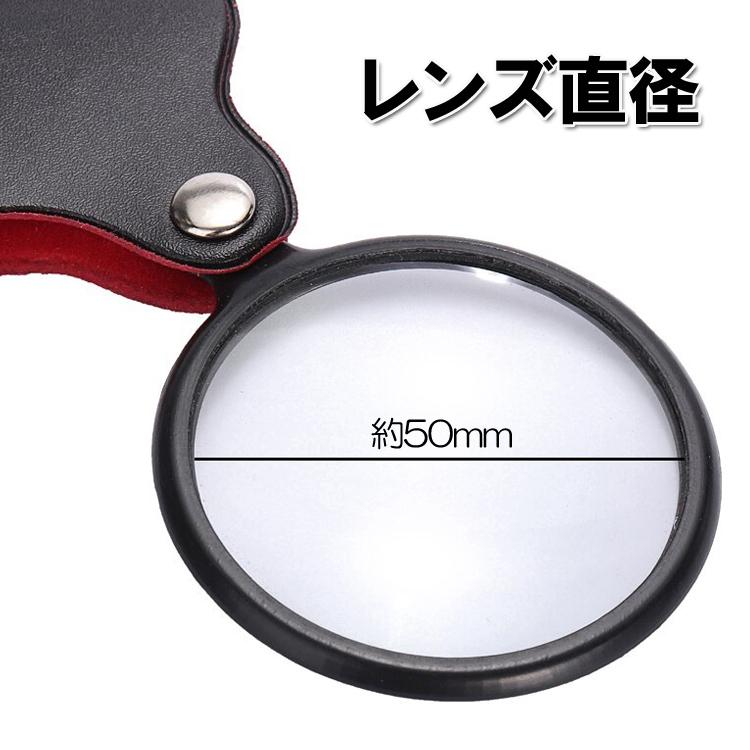 レザーカバー付き拡大鏡 倍率10X ポケットルーペ ハンドルーペ