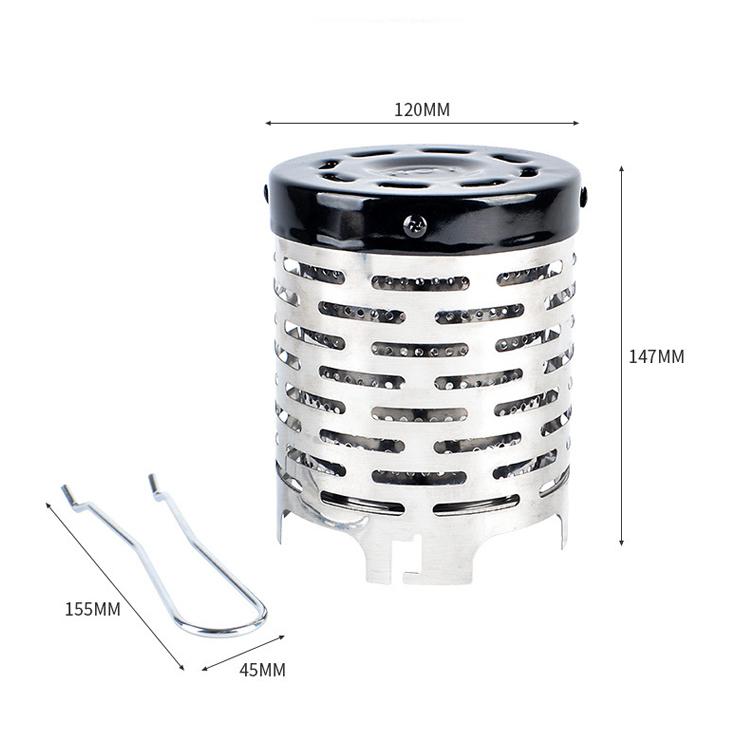 ヒーターアタッチメント 薪ストーブカバー 二重構造 ミニ暖房 登山 キャンプ ステンレス製 耐熱性 耐久 ハンドル付き アウトドア暖房器具 CAMLE147NEW｜funlife｜05