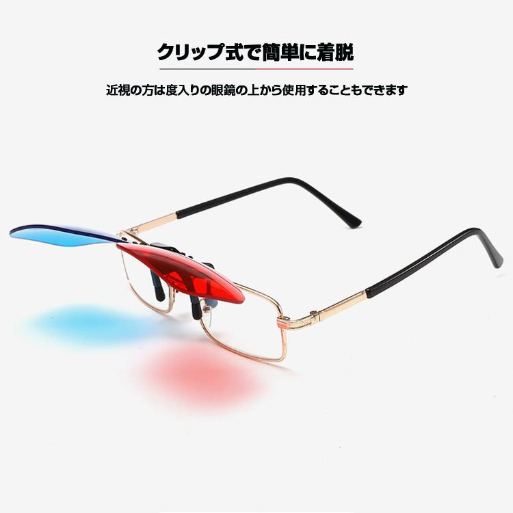 アナグリフ方式3Dレンズ 3Dメガネ 赤青タイプ クリップ アナグリフ 3D
