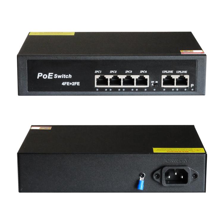 PoEスイッチングハブ PoE対応端末一括 PoE4ポート＋UPLINK2ポート 最大
