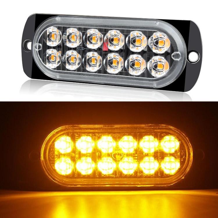 LEDストロボライト2個セット 12連LED 薄型 発光18種類(設定可) 12V/24V サイドマーカー 警告灯 光源36W 作業車 大型車 視認性向上 青 黄色 STRB12LEDS2 |  | 02