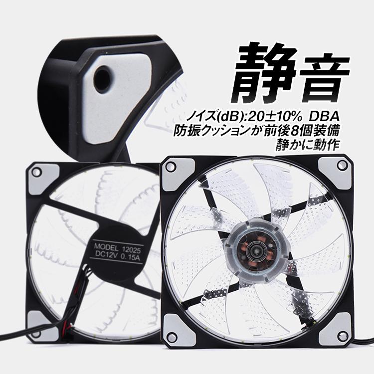 PC用LEDリングファン 4ピン 12cm 25mm 静音 冷却 1200rpm マザーボード