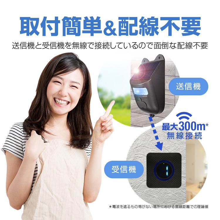 ワイヤレスチャイムセット 無線送信機充電式 人感センサー