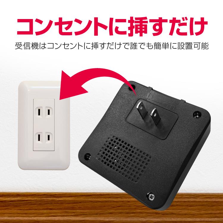 ワイヤレスチャイムセット 送信機1台+受信機2台 人感センサー ソーラー