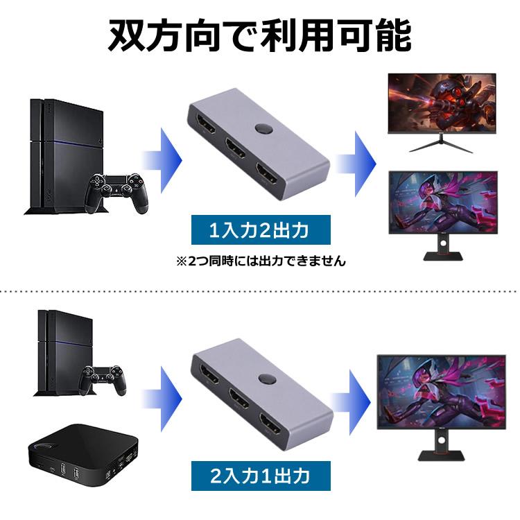 HDMIセレクター 切替器 双方向 4K 60Hz 2入力1出力or1入力2出力 切替スイッチ ゲーム機 ディスプレイ パソコン メディアプレイヤー MTHD1097｜funlife｜03