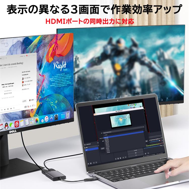 MacBook用HDMI拡張アダプタ M1/M2対応 マルチスクリーン デュアル 拡張