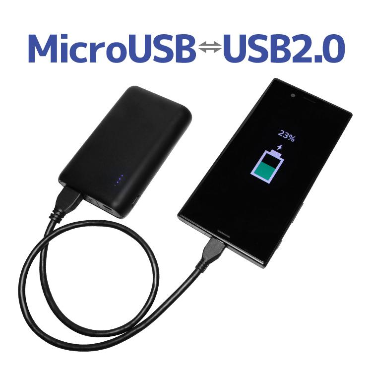 MicroUSBケーブル マイクロUSB 給電 充電 データ通信対応 USB2.0