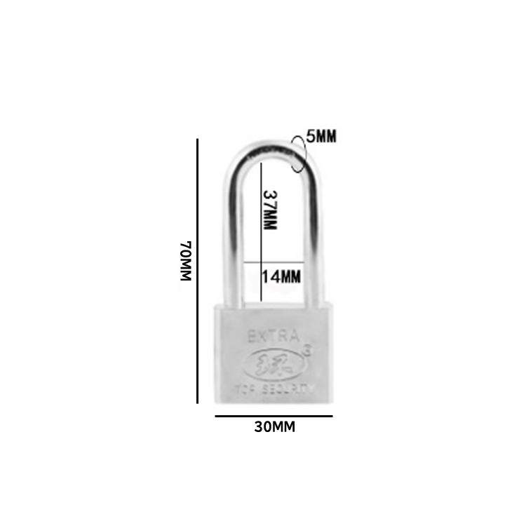 吊長タイプ南京錠30mm 鍵4本 電気メッキ シャックル径5mm 防水防錆 盗難防止 防犯 セキュリティ ジムロッカー 郵便ボックス 荷台 門扉 倉庫 ガレージに SICL30 |  | 06