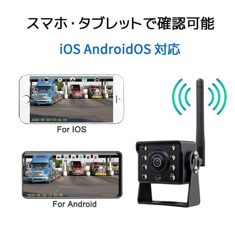12/24V車両対応 ワイヤレスバックカメラ WiFiカメラ スマホ連動