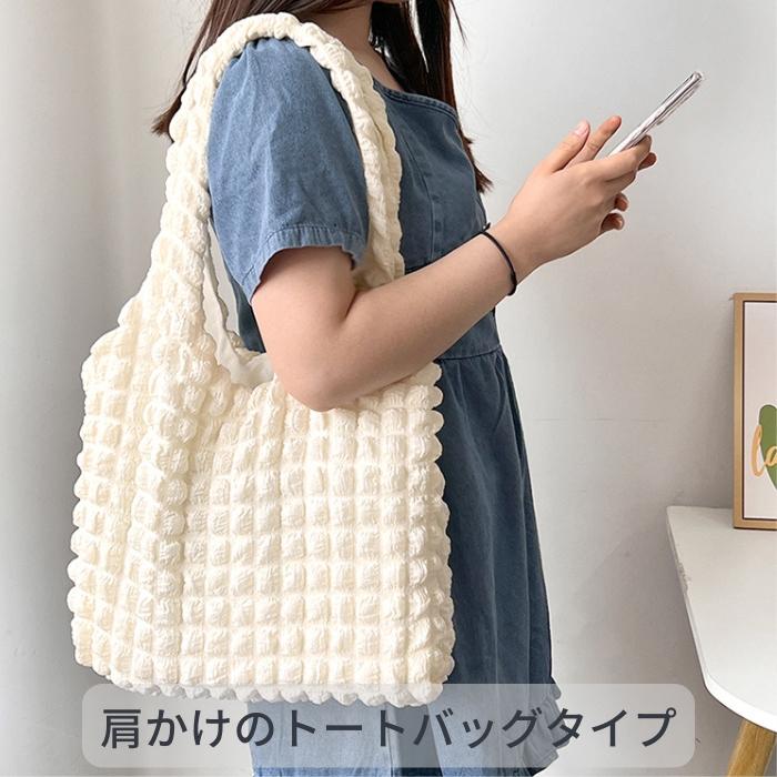 ポコポコ トートバッグ ワッフル イブル ヌビ トート アイボリー バブル ナチュラル バッグ ポップコーン 生地 エコバッグ 大容量 ふかふか :ulk-00077:ファンライフジャパン 通販 ❤️特大SALE❤️可愛い ポップコーンバッグ ポコポコ トートバッグ パープル