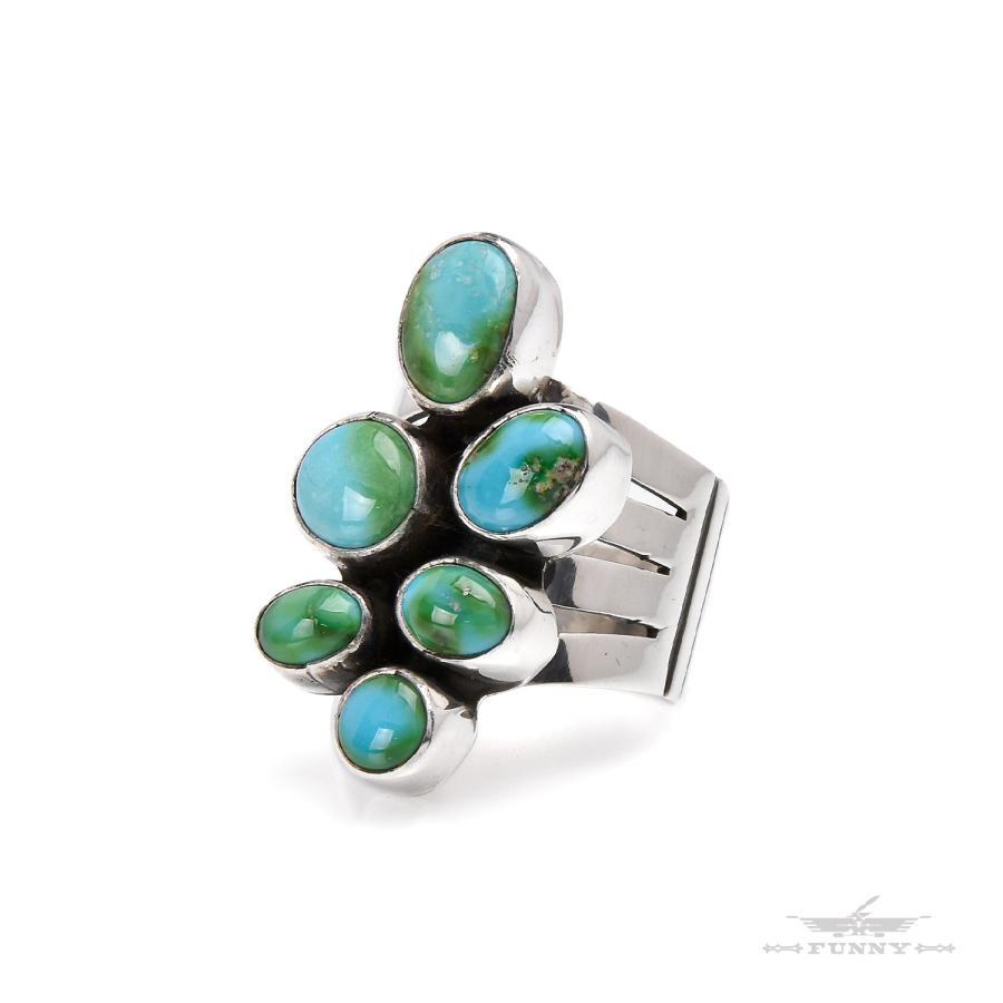 インディアンジュエリー navajo ターコイズリング 14号 Indian Jewelry FUNNY公式ストア ナバホ族 ソノランブルーターコイズ